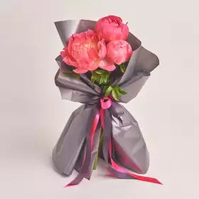 Bouquet of 3 Coral Peonies
