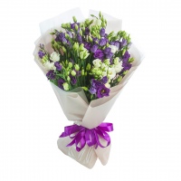Bouquet 25 Mix White and Purple Eustoma 