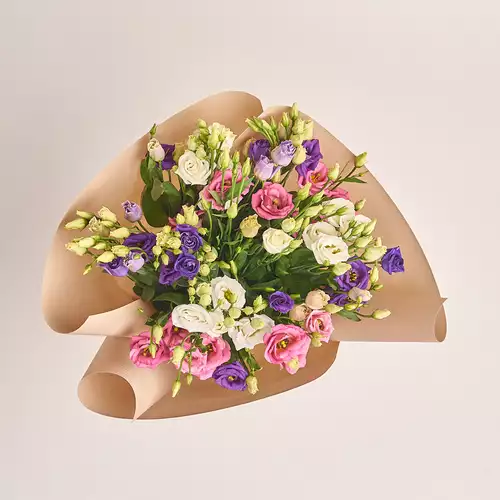 Изображение товара Букет 11 Эустом Микс, упаковка: Каффин кремовый, артикул: 2619