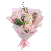 Bouquet of 3 Pink Hydrangeas and Eucalyptus 