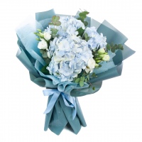 Bouquet 3 Blue Hydrangeas and Eustoma 