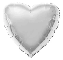 Шарик фольгированный FM Сердце металлик серебро