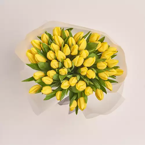 Product image Bouquet 51 Yellow tulip, packaging: Transparent, vendor code: 2289