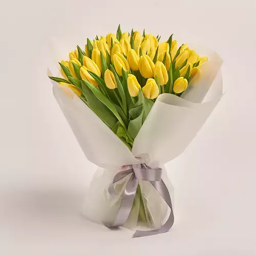 Product image Bouquet 51 Yellow tulip, packaging: Transparent, vendor code: 2289