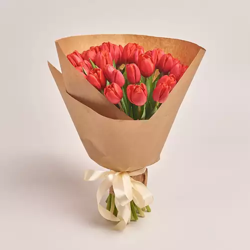 Product image Bouquet of 35 Red tulips, packaging: Craft, vendor code: 2273