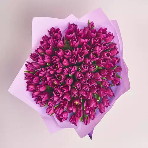 Product image Bouquet 101 Purple tulip, packaging: Purple, vendor code: 2243