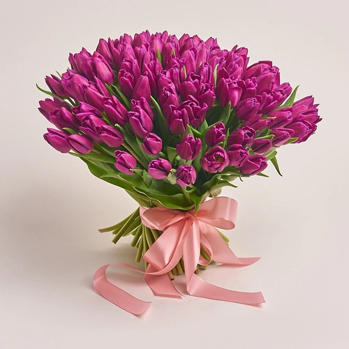 Product image Bouquet 101 Purple tulip, packaging: Purple, vendor code: 2243