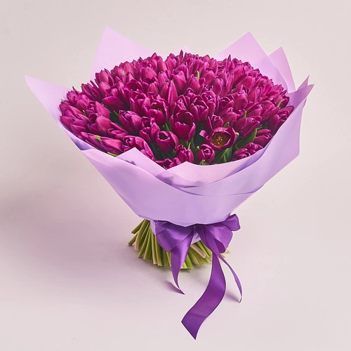 Product image Bouquet 101 Purple tulip, packaging: Purple, vendor code: 2243