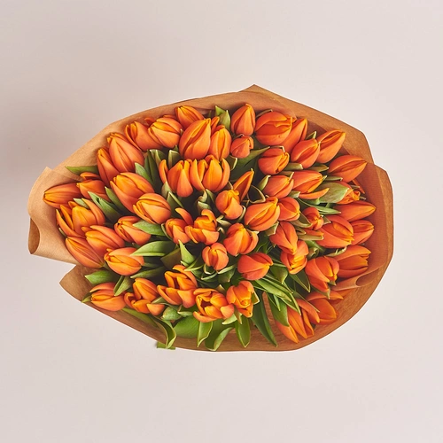 Product image Bouquet 51 Orange tulip, packaging: Сraft, vendor code: 2295