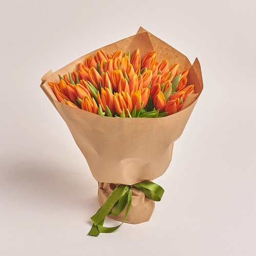 Product image Bouquet 51 Orange tulip, packaging: Craft, vendor code: 2295