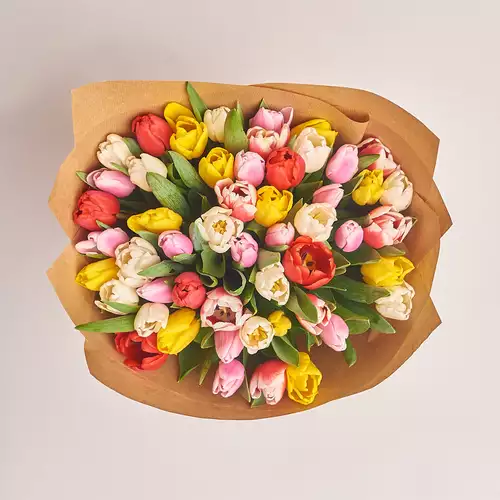 Product image Bouquet 51 Tulip mix, packaging: Сraft, vendor code: 2299