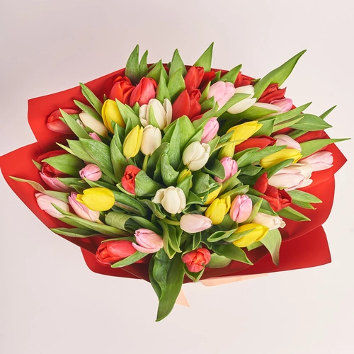 Product image Bouquet 51 Tulip mix, packaging: Red, vendor code: 2299