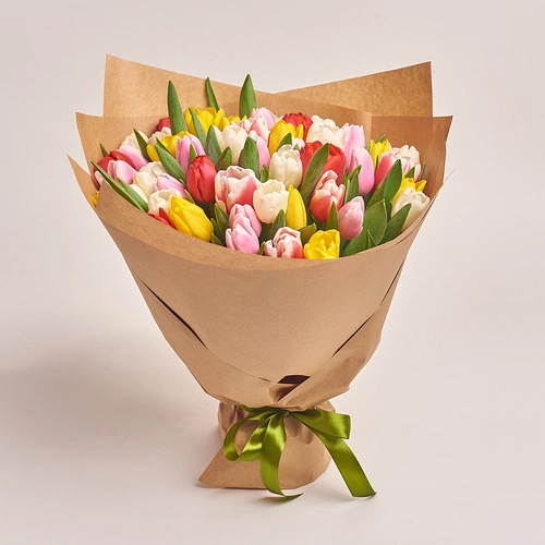 Product image Bouquet 51 Tulip mix, packaging: Сraft, vendor code: 2299