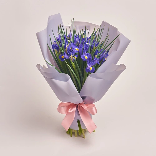 Product image Bouquet of 25 Iris, packaging: Gray, vendor code: 2260