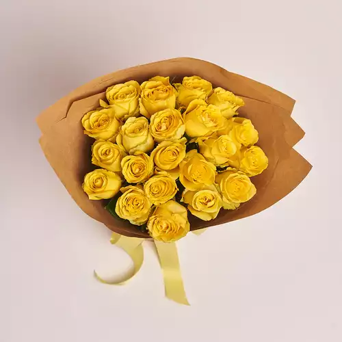 Product image Bouquet 21 Yellow rose, packaging: Сraft, vendor code: 2080