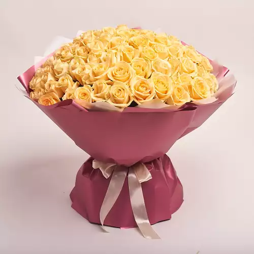 Product image Bouquet of 101 Peach rose, packaging: Coral, vendor code: 2070