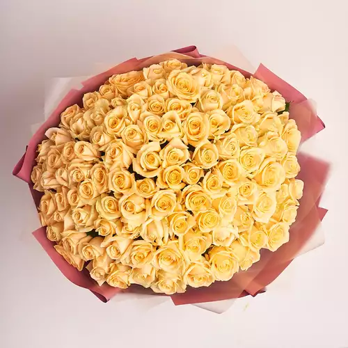Product image Bouquet of 101 Peach rose, packaging: Coral, vendor code: 2070