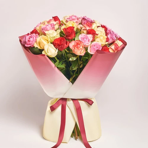Product image Bouquet 51 Rose Mix, packaging: Gradiens pink, SKU: 2384