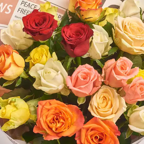 Product image Bouquet of 25 Mixed Roses, packaging: Gradiens pink, vendor code: 2385
