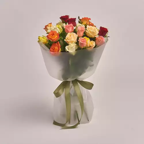 Product image Bouquet of 25 Mixed Roses, packaging: Transparent, vendor code: 2385