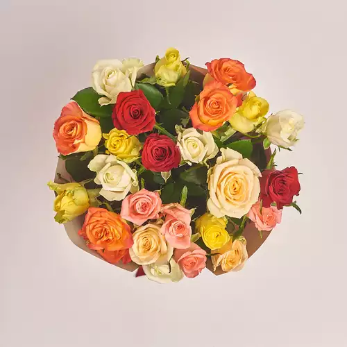 Product image Bouquet of 25 Mixed Roses, packaging: Gradiens pink, vendor code: 2385