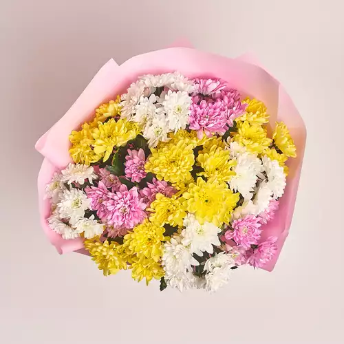 Product image Bouquet of 11 Chrysanthemums Mix, packaging: Pink, vendor code: 2108