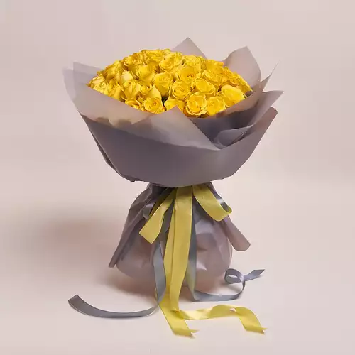 Product image Bouquet 51 Yellow roses, packaging: Gray, vendor code: 2240