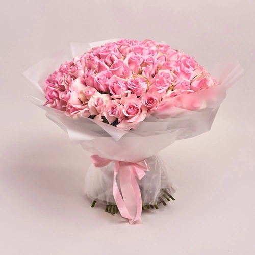 Product image Bouquet of 101 Pink Roses , packaging: Transparent, vendor code: 2073