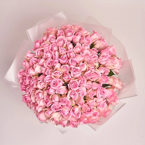 Product image Bouquet of 101 Pink Roses , packaging: Transparent, vendor code: 2073