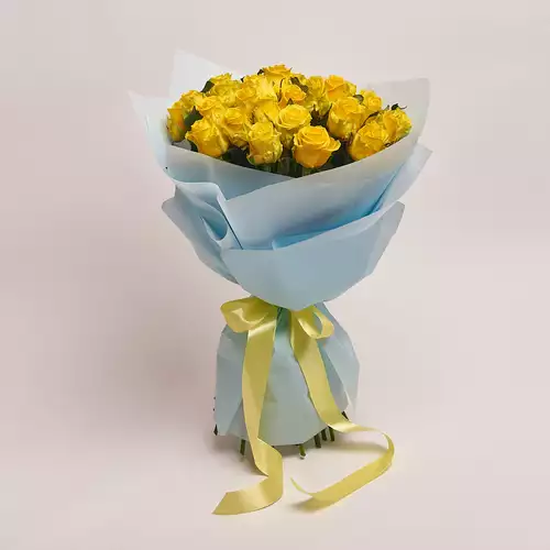 Product image Bouquet of 29 Yellow roses , packaging: Blue, vendor code: 2267