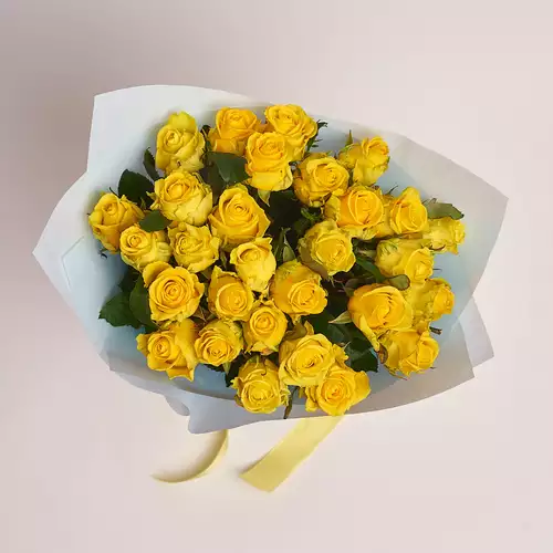 Product image Bouquet of 29 Yellow roses , packaging: Blue, vendor code: 2267