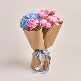 Bouquet of 10 Peonies and Hydrangea