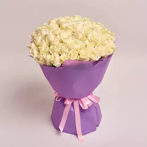 Product image Bouquet of 75 White Roses , packaging: Purple, vendor code: 2321