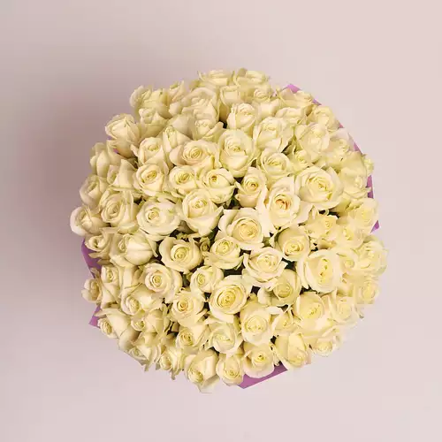 Product image Bouquet of 75 White Roses , packaging: Purple, vendor code: 2321