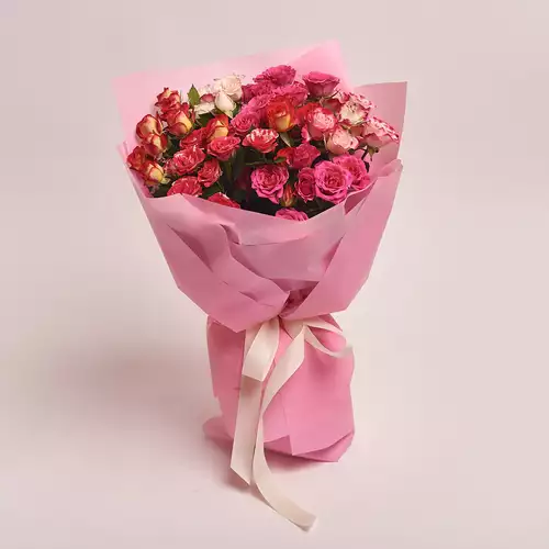 Product image Bouquet of 7 Roses spray mix, packaging: Pink, vendor code: 2314