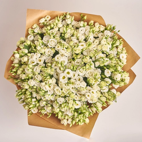 Product image Bouquet 101 White Eustomas, packaging: Сraft, vendor code: 1958
