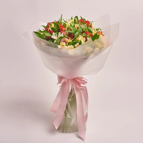 Product image Bouquet of 25 Alstroemeria mix , packaging: Transparent, vendor code: 2109