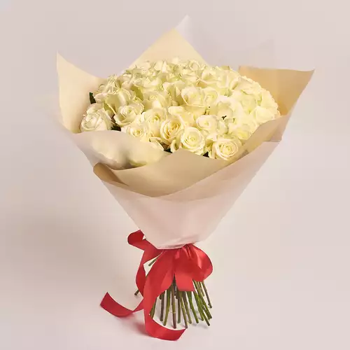 Product image Bouquet 51 White Rose, packaging: Peach, vendor code: 2284