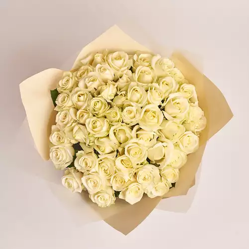 Product image Bouquet 51 White Rose, packaging: Peach, vendor code: 2284