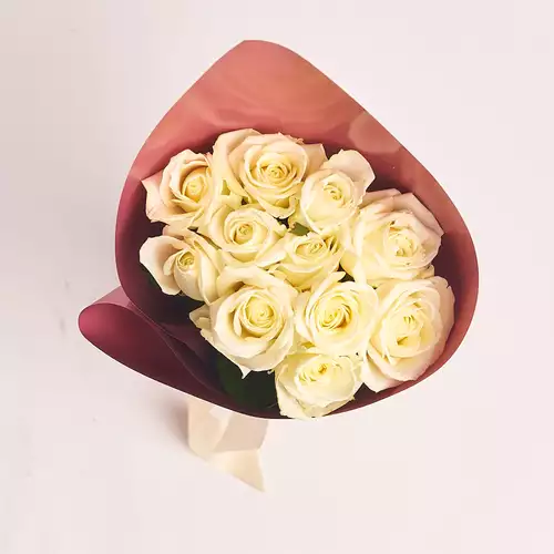 Product image Bouquet of 11 White Roses , packaging: Coral, vendor code: 2072