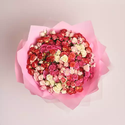 Product image Bouquet of 39 Roses Spray Mix, packaging: Pink, vendor code: 2403