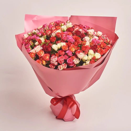 Product image Bouquet of 59 Roses Spray mix, packaging: Coral, vendor code: 2404