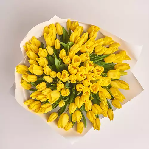 Product image Bouquet 101 Yellow Tulip, packaging: White, vendor code: 2358