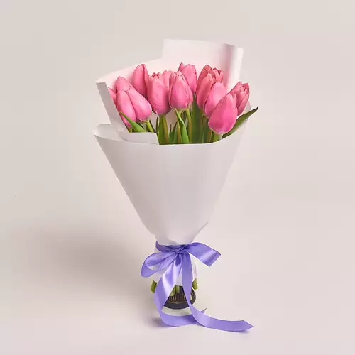 Product image Bouquet of 15 Pink Tulips, packaging: White, vendor code: 2254