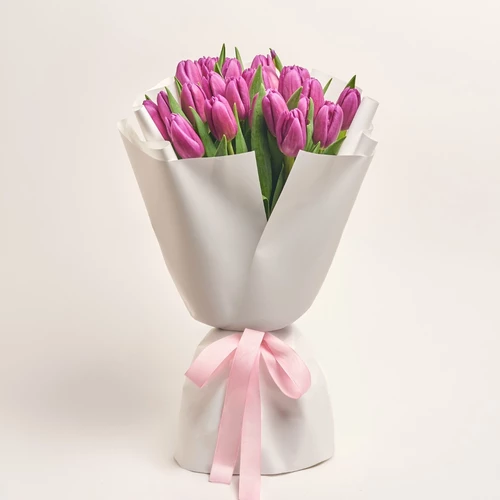 Product image Bouquet of 25 Purple Tulips, packaging: White, vendor code: 2265