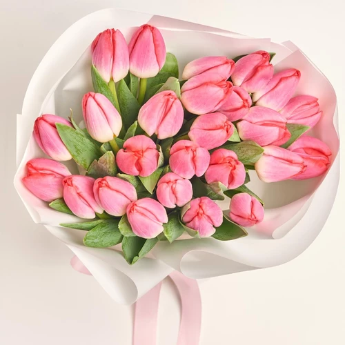 Product image Bouquet of 25 Pink Tulips, packaging: White, vendor code: 2263