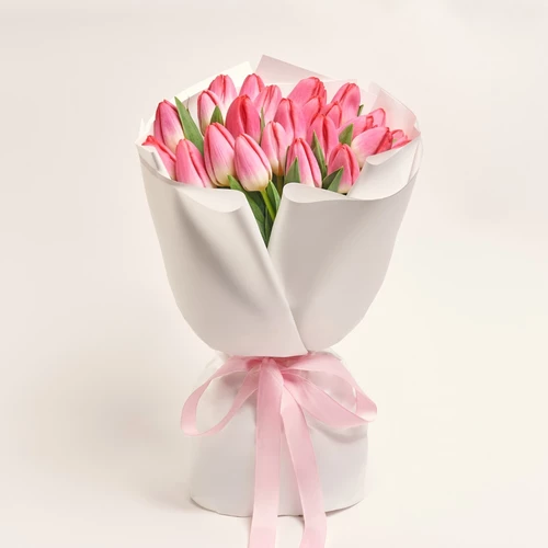 Product image Bouquet of 25 Pink Tulips, packaging: White, vendor code: 2263