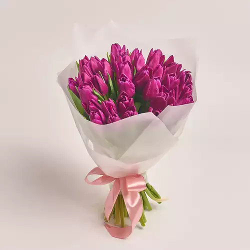 Product image Bouquet of 35 Purple Tulips, packaging: Transparent, vendor code: 2278