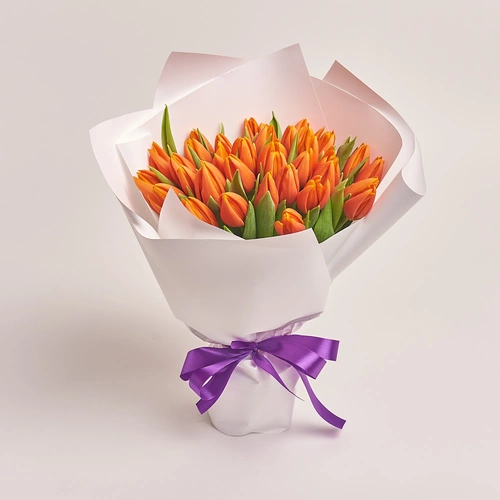 Product image Bouquet of 35 Orange Tulips, packaging: White, vendor code: 2275