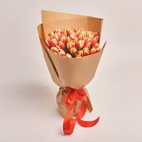 Bouquet of 45 red-yellow tulips